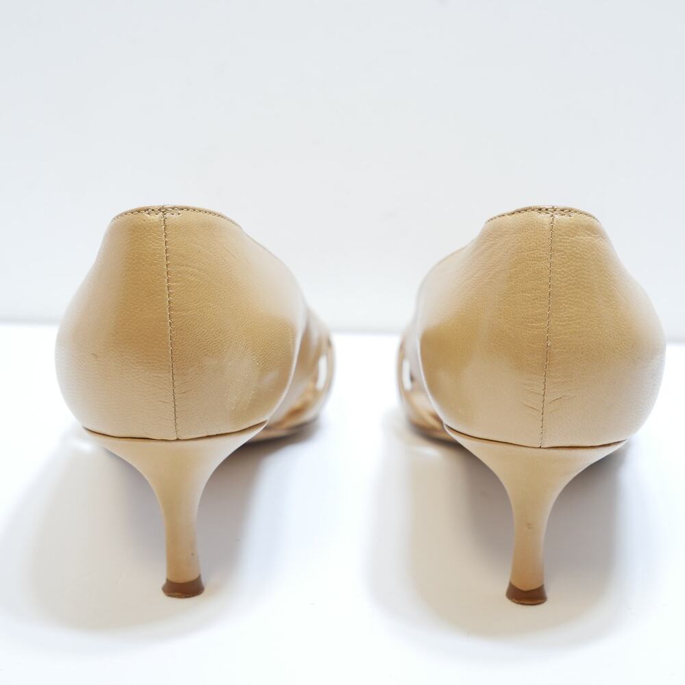 Manolo Blahnik Leather Italy Pump Heel Tan 38 7.5 - Picture 4 of 6